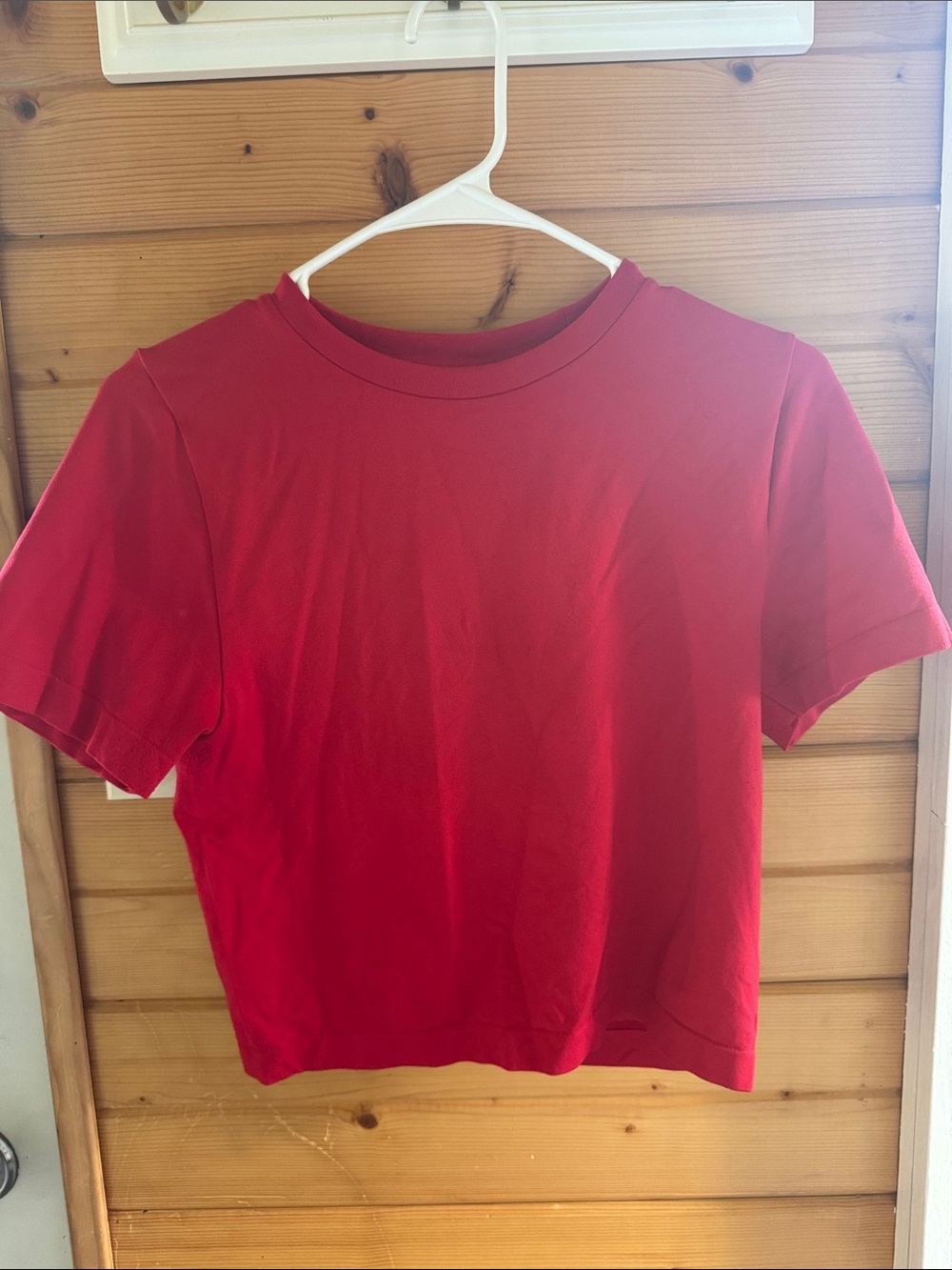 a new day Women's Red Cropped Crewneck Tee